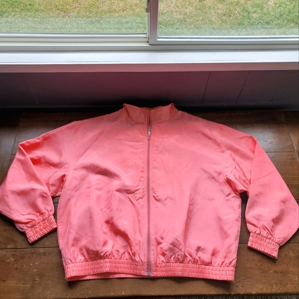 90s Wintersilks 100% Silk Track Full Zip Jacket sz 1X Pink